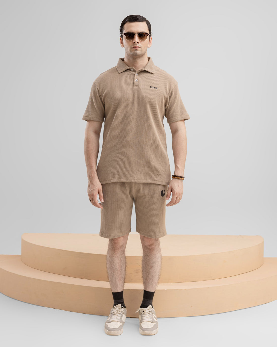 HEAT LAYER BEIGE SUMMER POLO & SHORT SET