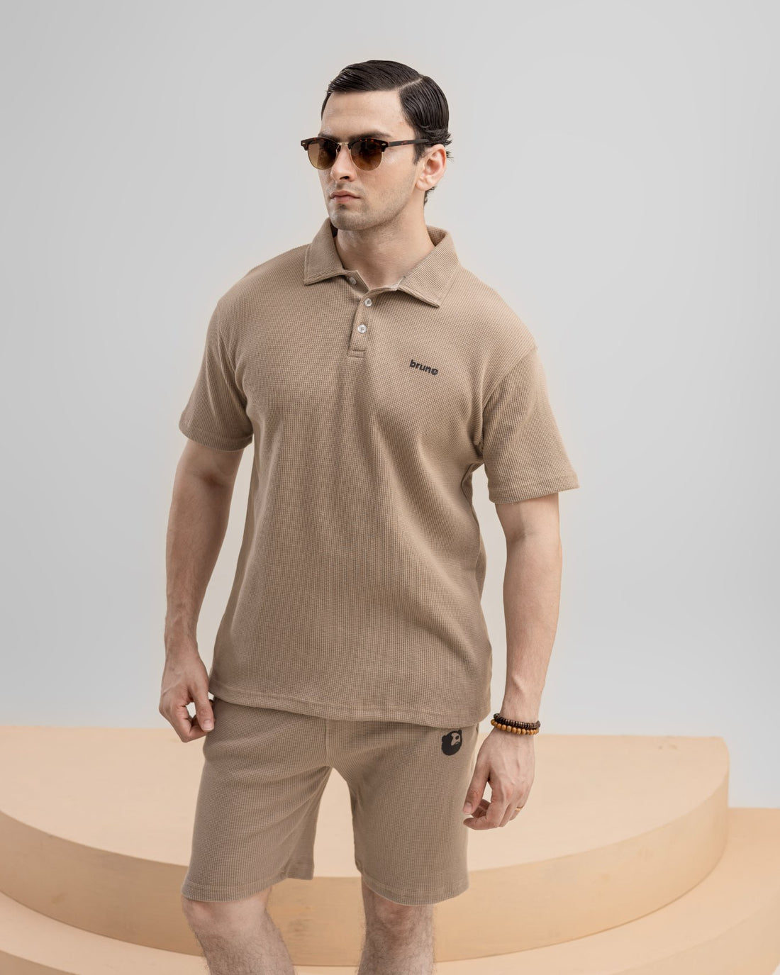 HEAT LAYER BEIGE SUMMER POLO & SHORT SET