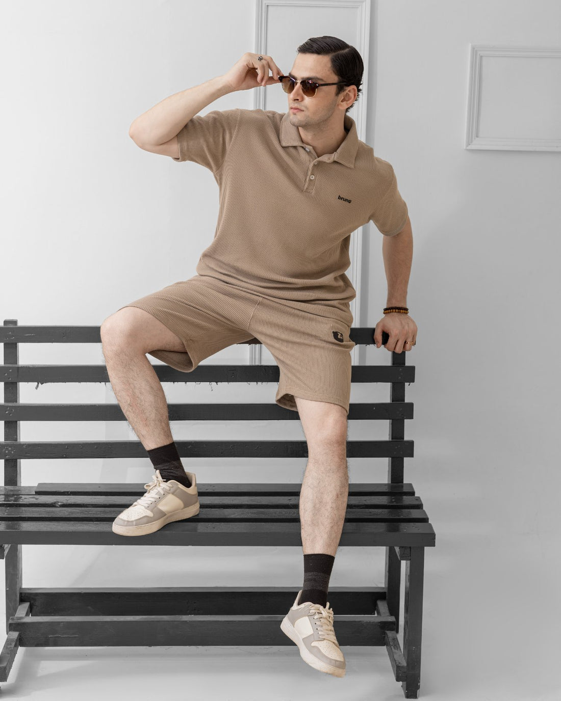 HEAT LAYER BEIGE SUMMER POLO & SHORT SET