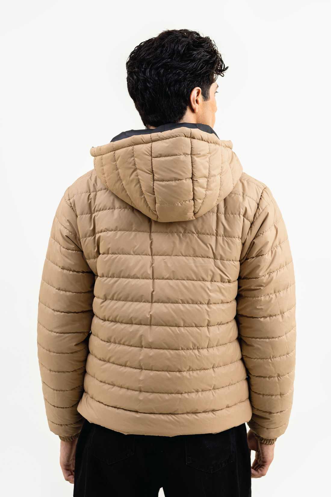 BEIGE FULL SLEEVE PUFFER JACKET