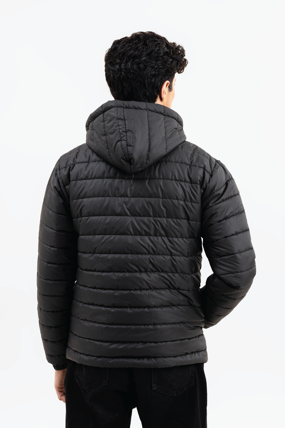 BLACK FULL SLEEVE PUFFER JACKET