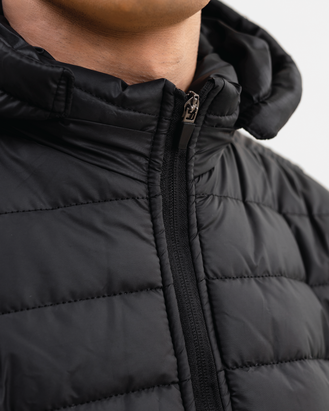 BLACK FULL SLEEVE PUFFER JACKET