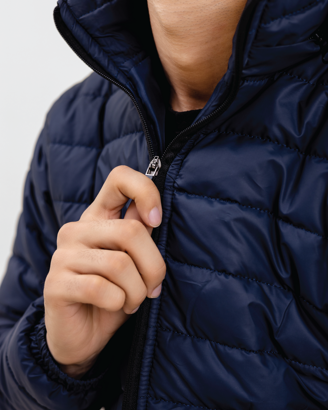 DARK NAVY FULL SLEEVE PUFFER JACKET