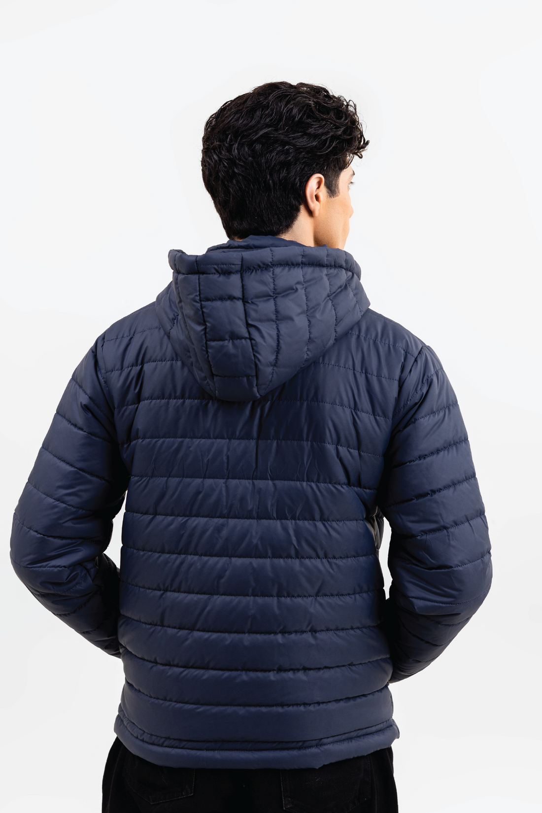 DARK NAVY FULL SLEEVE PUFFER JACKET