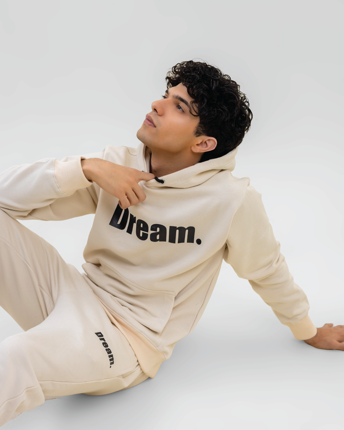 Dream Beige Cotton Fleece Tracksuit