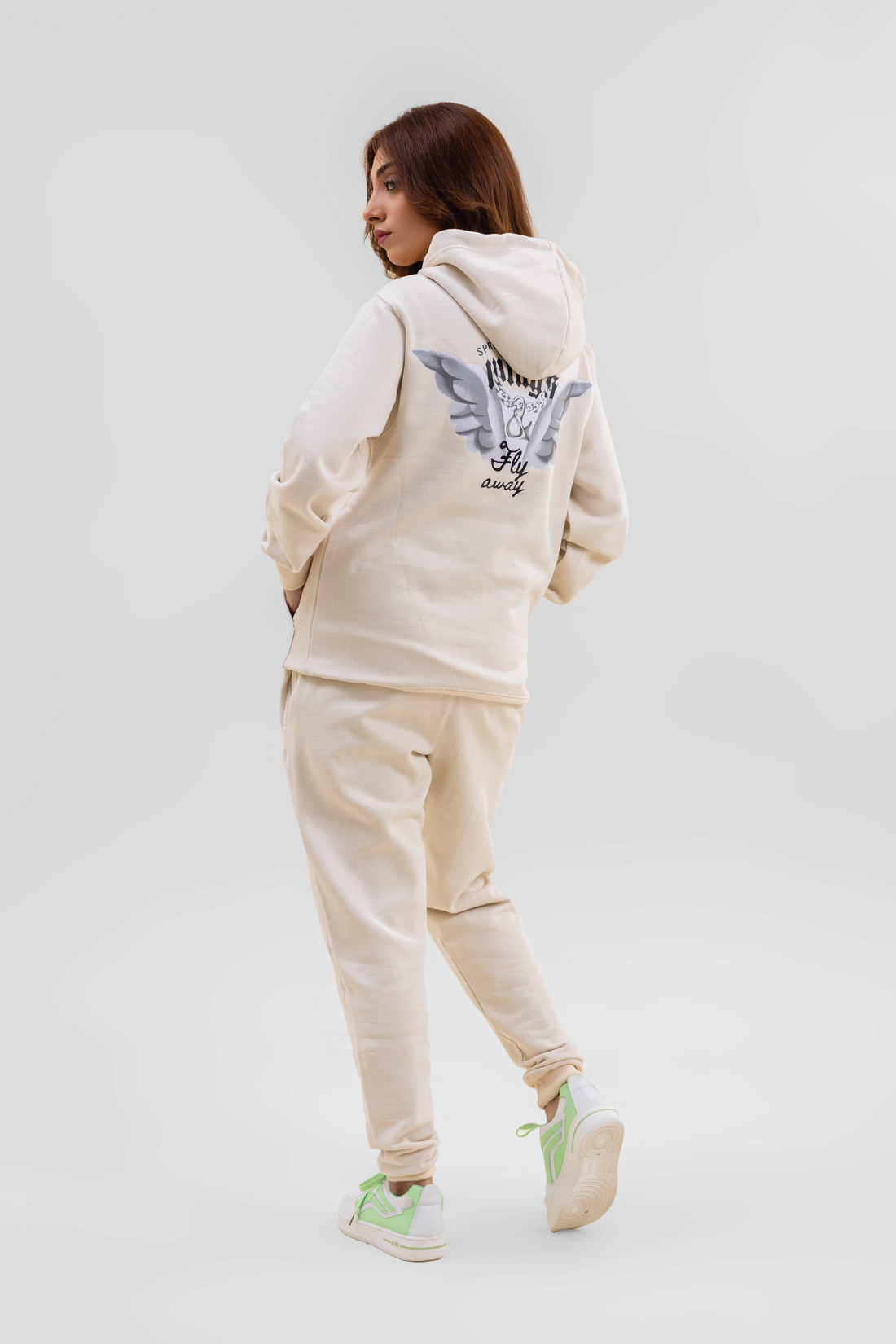 Dream Beige Cotton Fleece Tracksuit -F