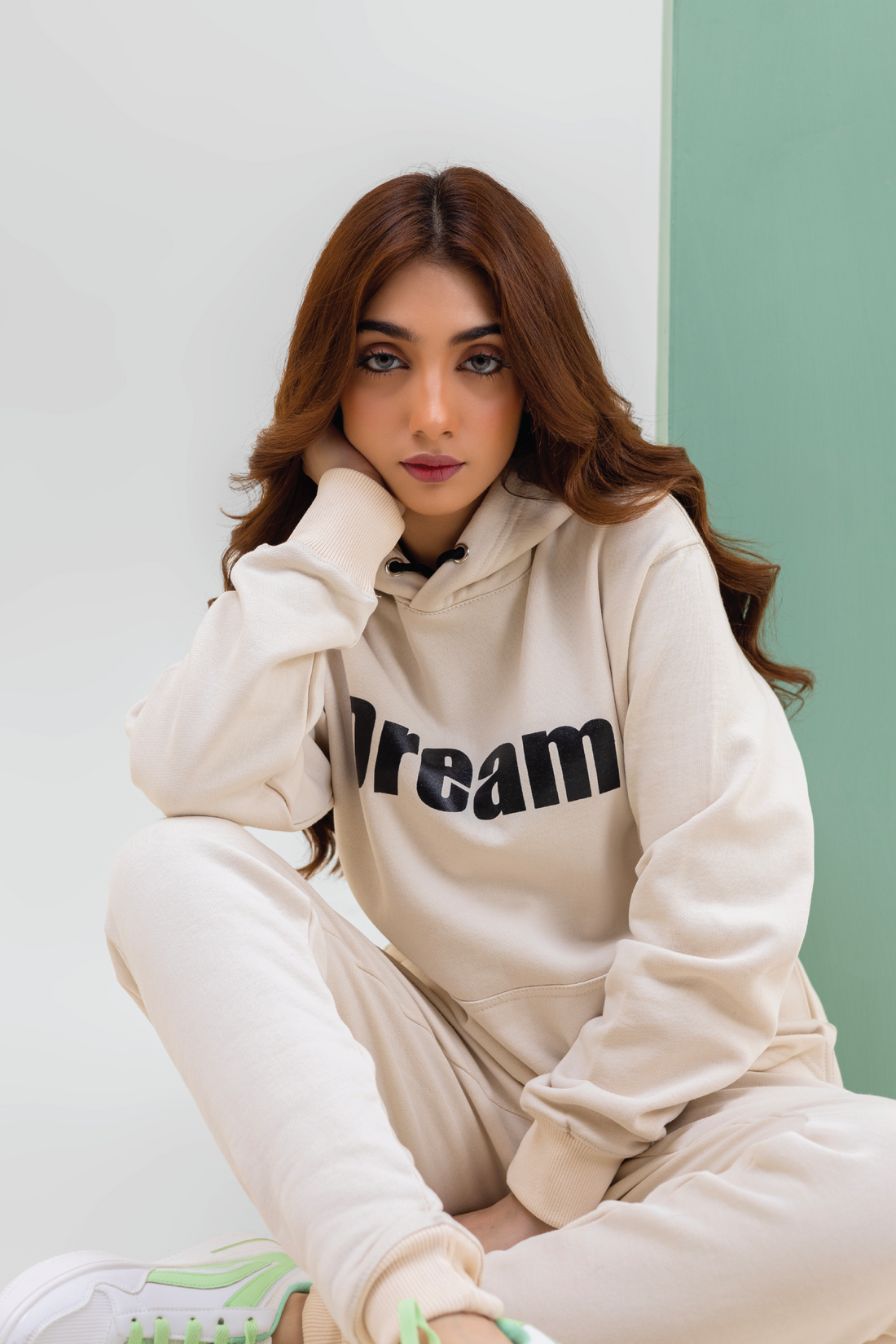 Dream Beige Cotton Fleece Tracksuit -F