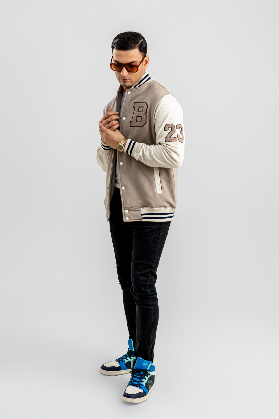 Exclusive Beige Varsity Jacket