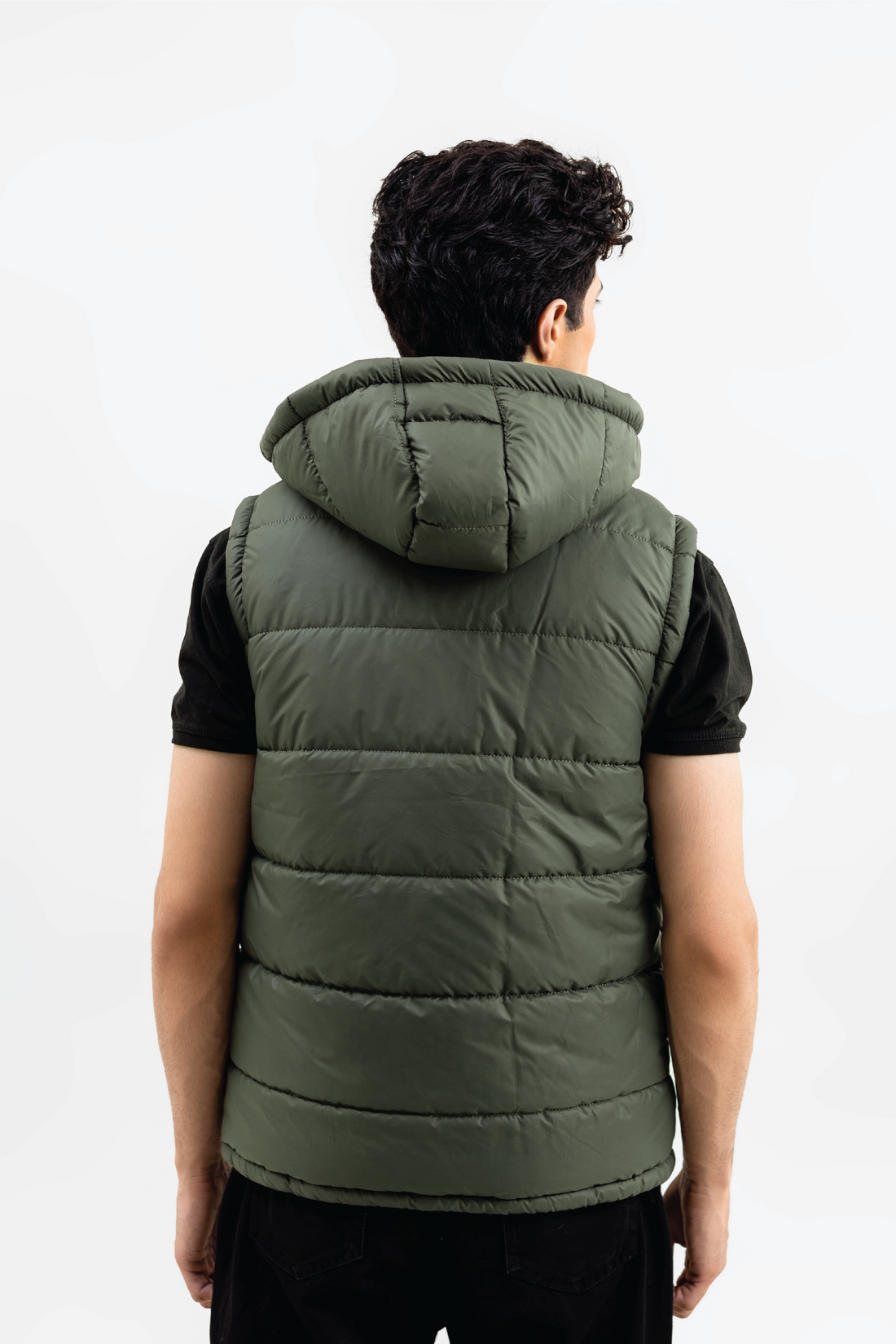 OLIVE SLEEVELESS PUFFER JACKET