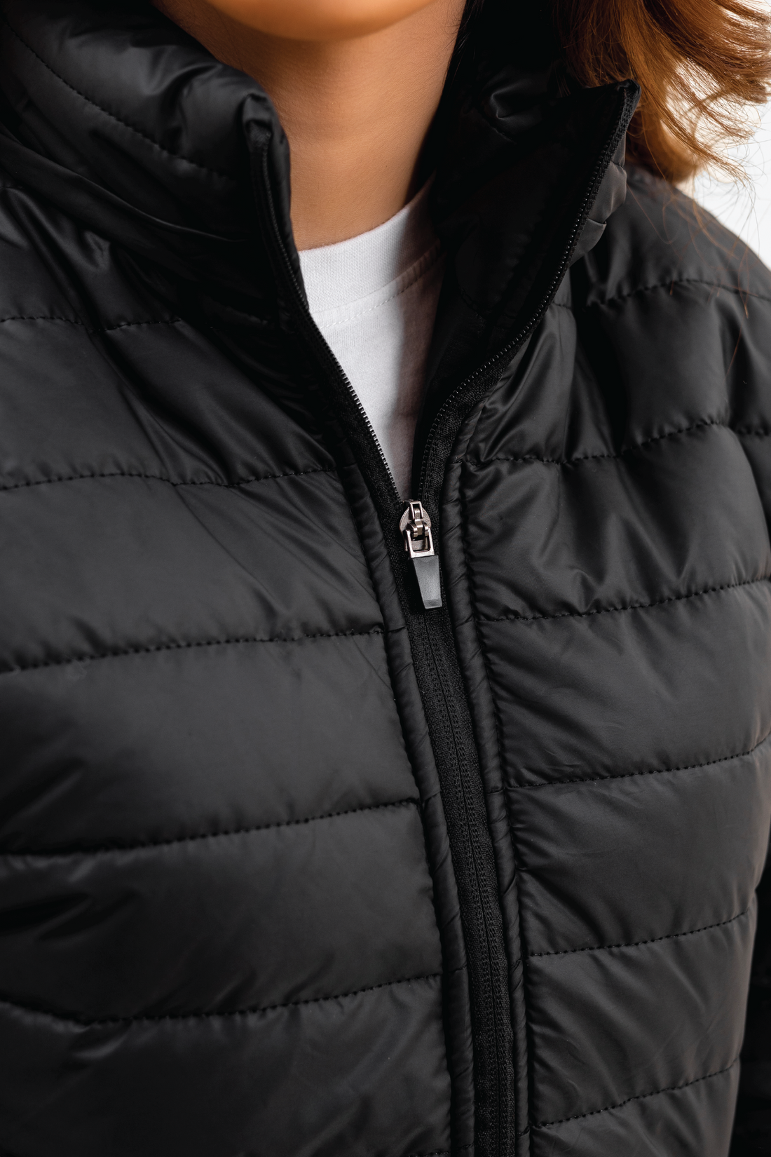 BLACK FULL SLEEVE PUFFER JACKET -F