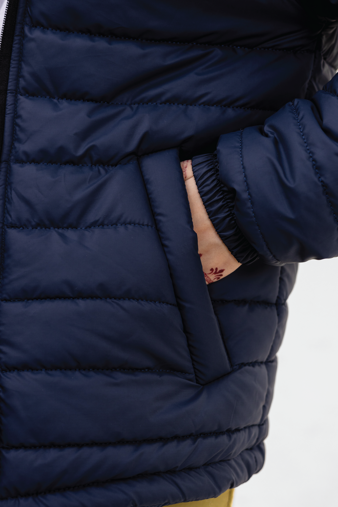 DARK NAVY FULL SLEEVE PUFFER JACKET - F